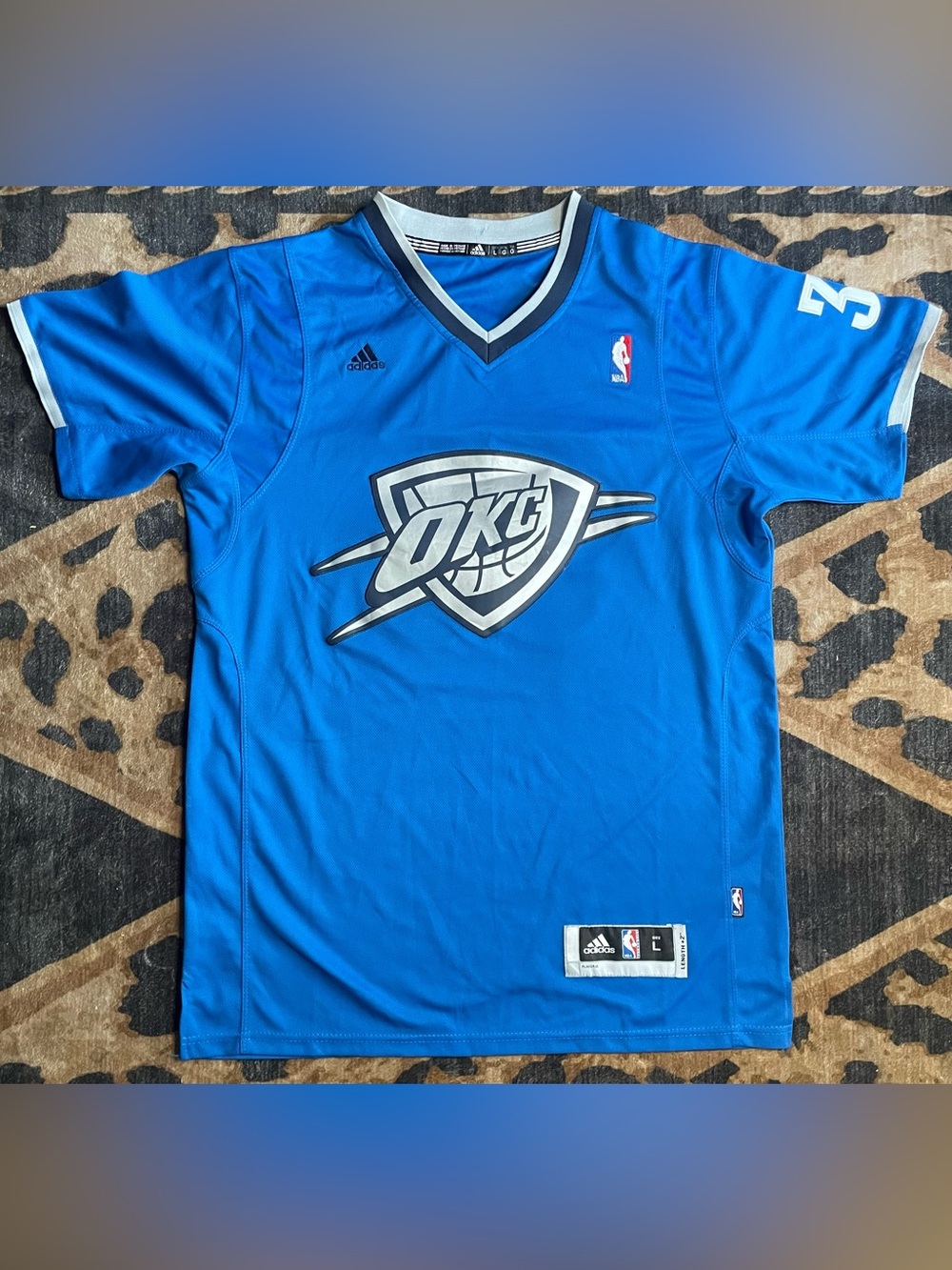 Adidas Kevin Durant #35 OKC Thunder 2013 Christmas Day Sleeved Jersey Men L